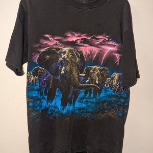 Vintage Elephants Thunder Graphic Tee T-Shirt Rain Forest Sz Medium Made in USA